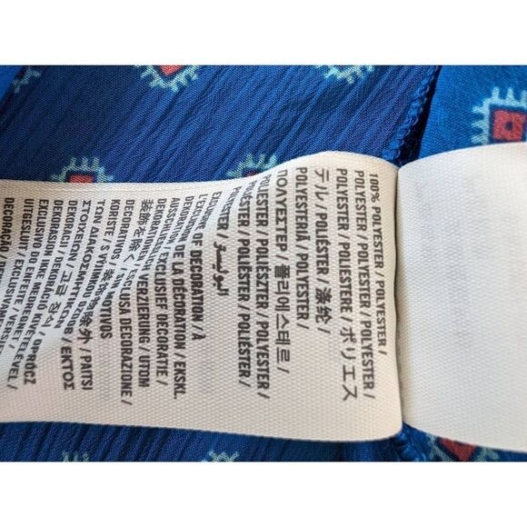 Hollister Women's Floral Boho V Neck Ruffled Short Sleeve Top Bright Blue XS New - Picture 10 of 13